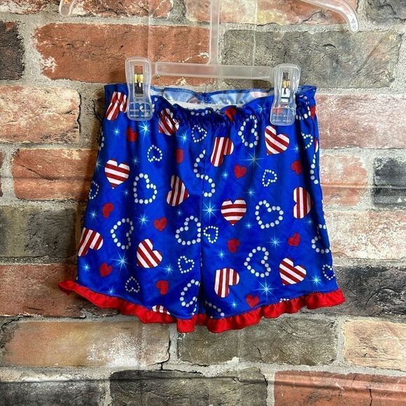 5 for $25🔥24M Red White & Blue Stars & Stripes Hearts Ruffled Shorts - Picture 1 of 4